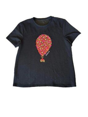 Vibrant Paris Balloon Graphic Tee Black Pink Gold M